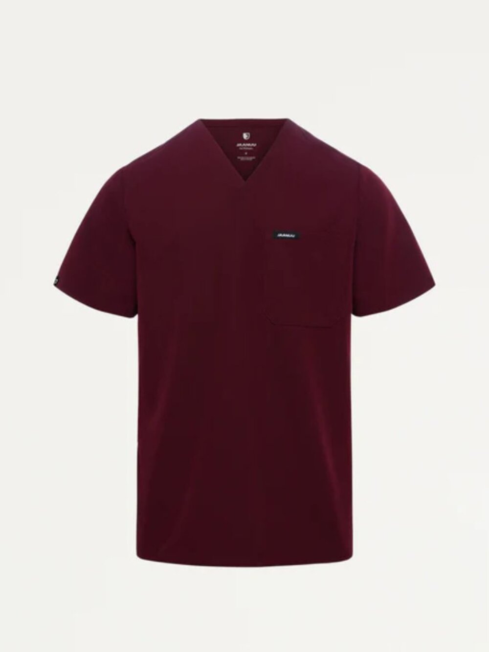 Jaanuu Mens Burgundy Holmes Everyday 1-Pocket Scrub Top
